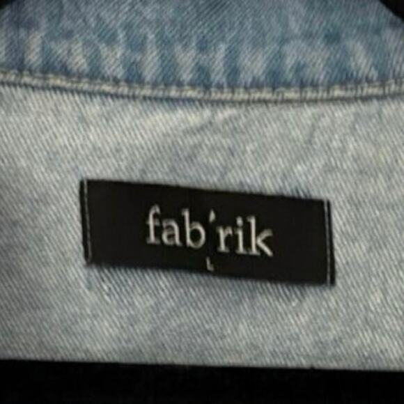 Fab’rik Denim Jean Jacket L Rhinestone Fringe Western Country Festival Sparkly - Picture 5 of 11